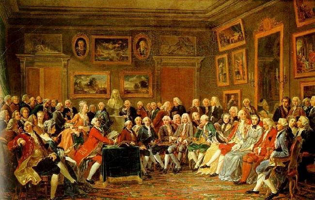 Anicet-Charles-Gabriel Lemonnier In the Salon of Madame Geoffrin in 1755 France oil painting art
